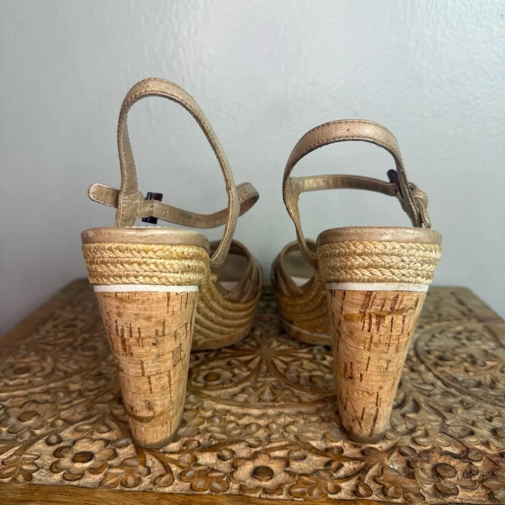 Prada Women's Leather Espadrille Cork Platform Sandals Sz 36